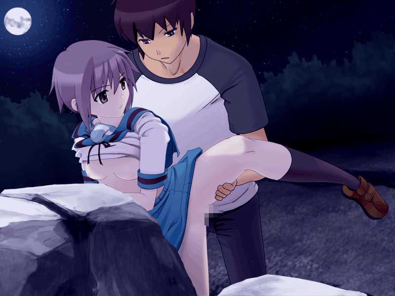 Rule 34 – black kneehighs black legwear breasts censored clothed clothed sex clothing female grass kasugachou kneehighs kyon leg lift moon nagato yuki purple hair pussy school uniform seifuku serafuku sex shirt shirt lift short hair skirt small breasts suzumiya haruhi no yuuutsu trees vaginal penetration | 85489