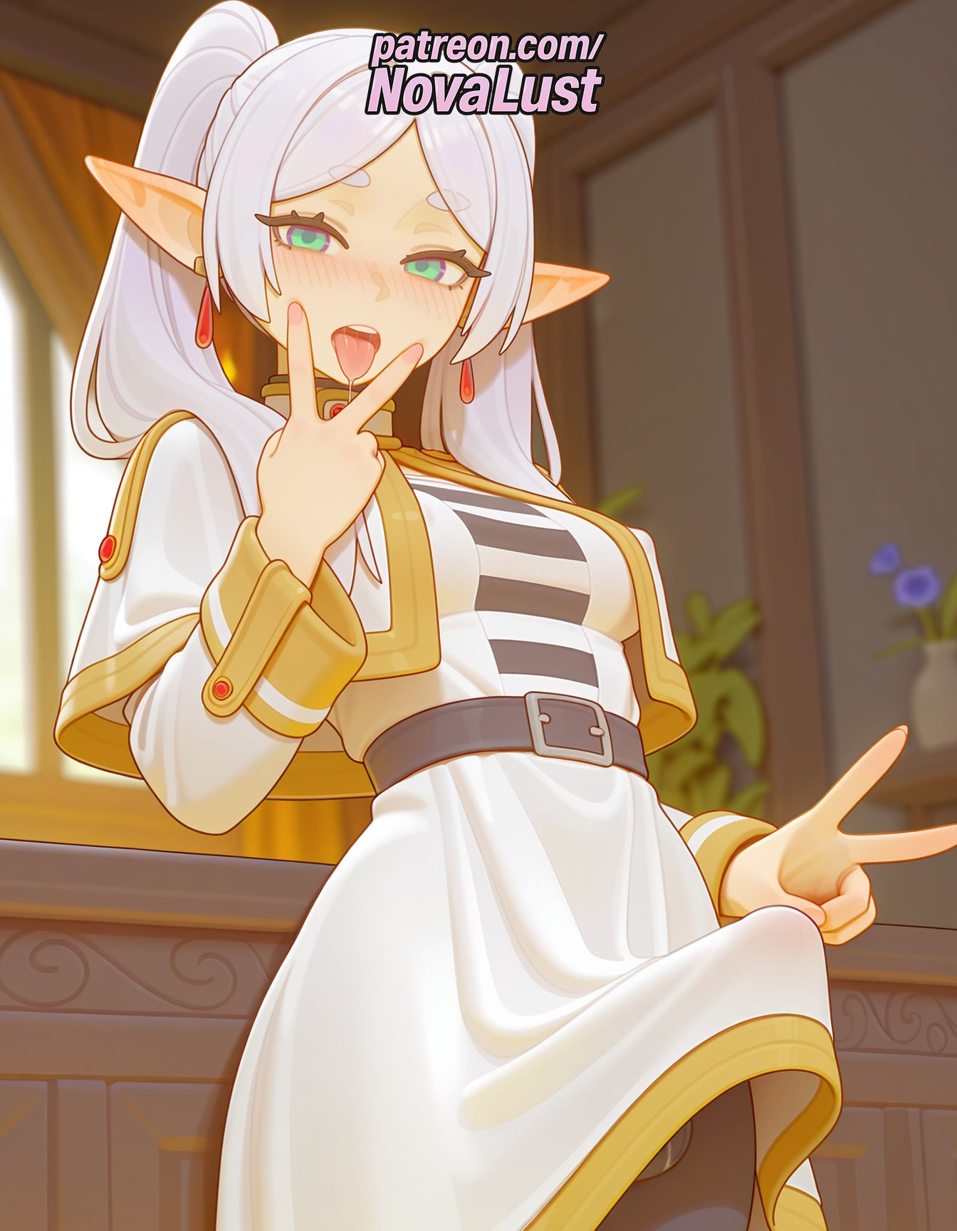 Rule 34 – 1futa 2025 ai generated artist name belt blurry blurry background blurry foreground blush dark elf depth of field double v earrings elf frieren futanari green eyes hi res high quality high resolution highres indoors jewelry long hair looking at viewer novalust open mouth patreon patreon username pointy ears smile solo sousou no frieren stable diffusion v v over eye w watermark white hair | 14979761