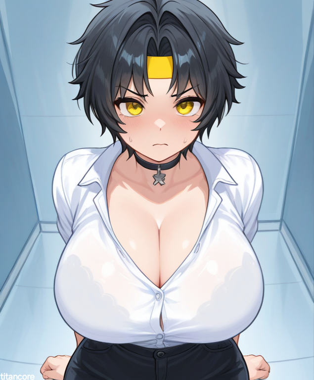 Rule 34 – (titancore) after transformation ai generated asaba harumasa black hair boy clothing curvy figure female from male to female genderswap girl guy headband huge breasts male my lady rule 63 short hair strong male transformation video game character yellow eyes zenless zone zero | 14985368