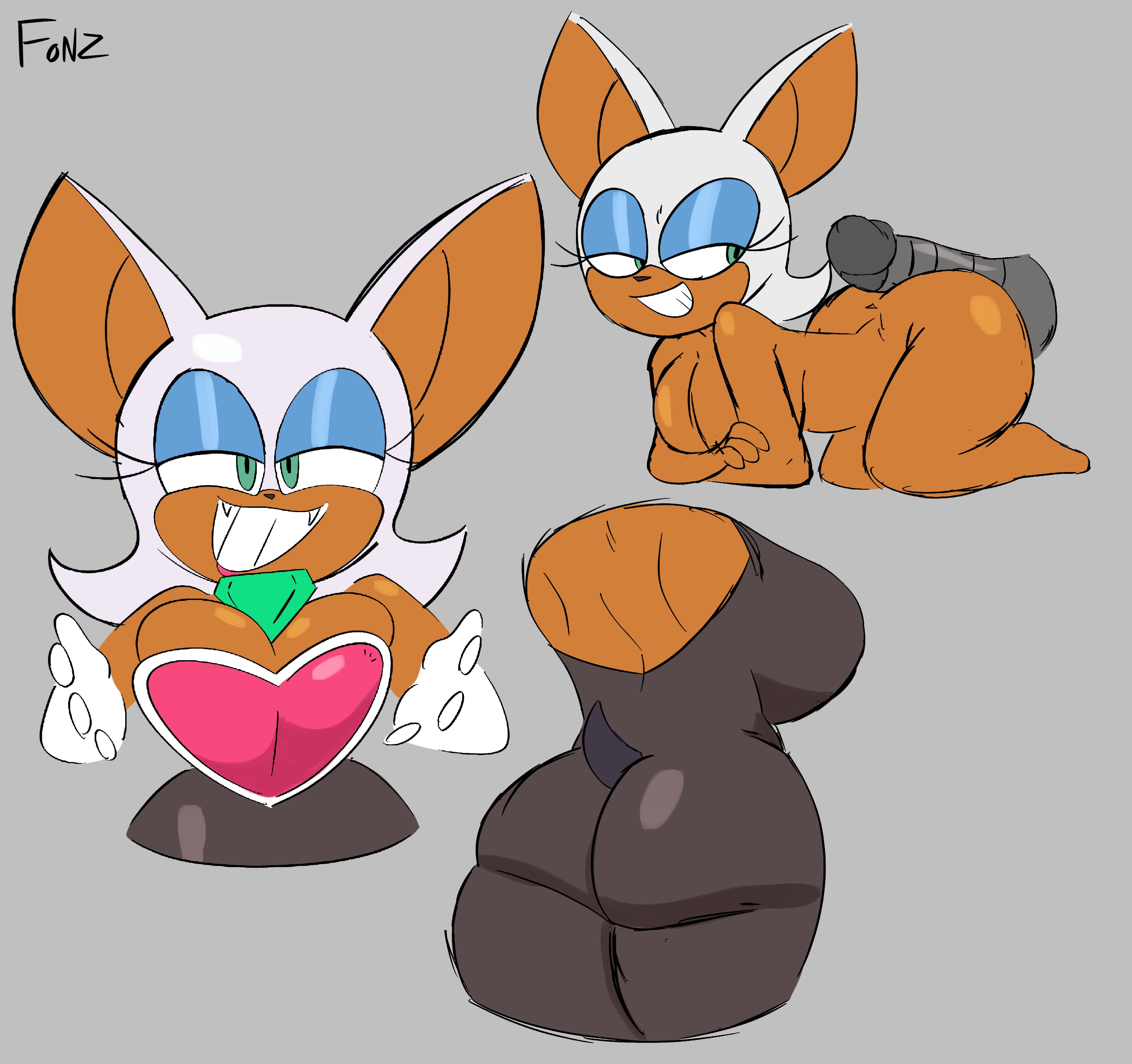 Rule 34 – 1girls anthro bat chaos emerald fonz large ass large breasts rouge the bat sonic (series) sonic the hedgehog (series) teasing white fur | 14986609
