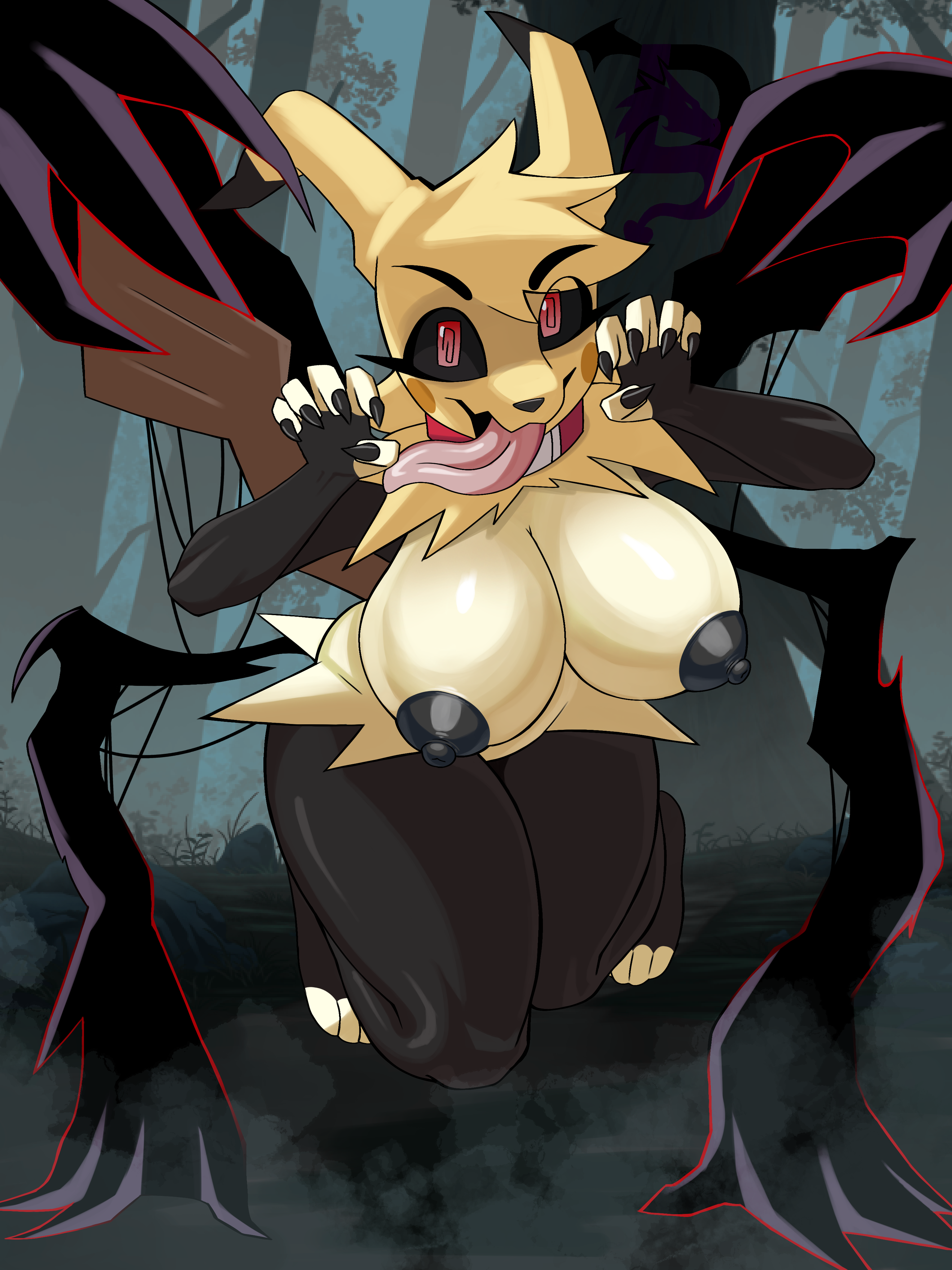 Rule 34 – 69lewddragon69 absurd res areola clothing collar creepy creepy face creepy smile dark areola female foggy background forest generation 7 pokemon hi res legwear long tongue mimikyu nintendo outside plant pokemon pokemon (species) red eyes smile solo thigh highs tongue tongue out tree | 14989484
