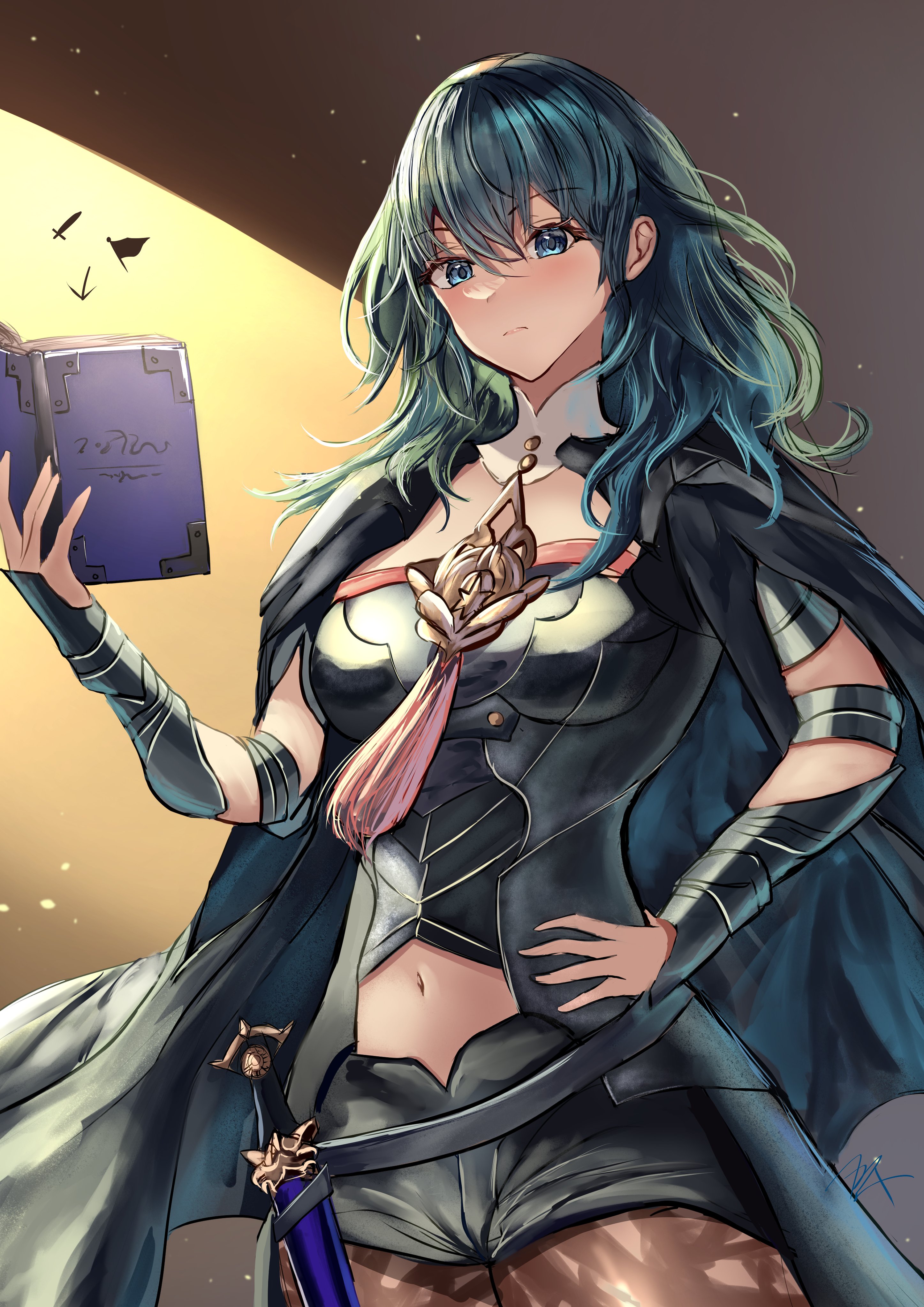 Rule 34 – 1girls absurdres arerex black shorts blue eyes blue hair blush bodice book breasts bustier byleth (fire emblem) byleth (fire emblem) (female) cape closed mouth clothing cutout dagger female fire emblem fire emblem: three houses hair between eyes highres holding holding book knife lace pantyhose long hair looking at viewer medium breasts navel cutout nintendo pantyhose pantyhose under shorts patterned legwear print pantyhose shorts solo vambraces weapon | 14992738