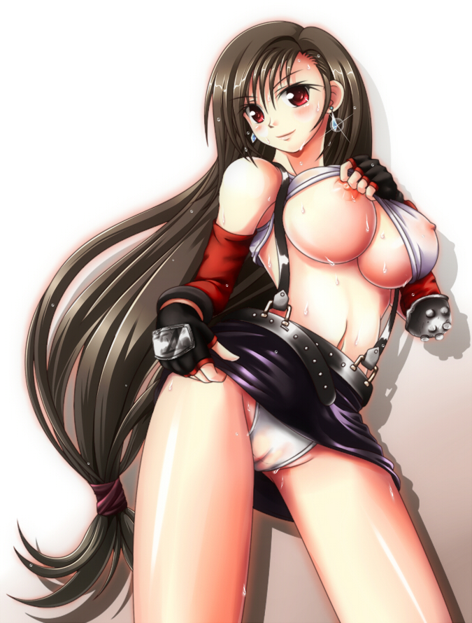 Rule 34 – bare shoulders big breasts blush breasts brown hair earrings elbow gloves female female only final fantasy final fantasy vii fingerless gloves gloves goma azarasi human jewelry large breasts long hair midriff miniskirt nipples panties pussy red eyes see-through sesame (pixiv924742) shirt lift skirt solo straight hair suspenders sweat tifa lockhart uncensored underwear upskirt very long hair wet clothes wet panties wet shirt | 88570
