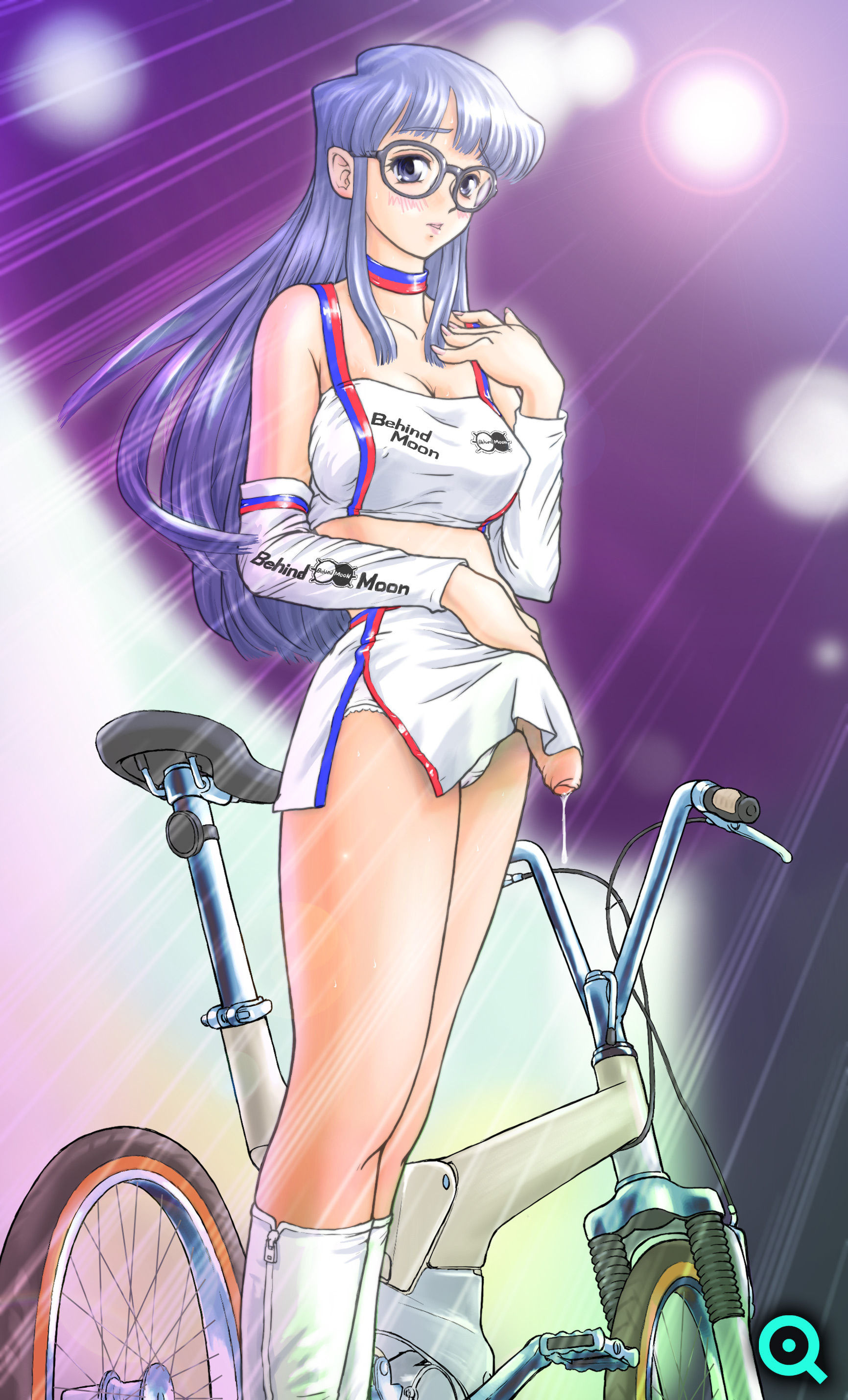 Rule 34 – 1futa behind moon bicycle blue hair boots bulge cameltail costume cum detached sleeves dulce report futa only futa sans balls futanari glasses high resolution intersex kiyose aoi long hair midriff miniskirt panties penis q (artist) skirt tubetop underwear zipper | 88774