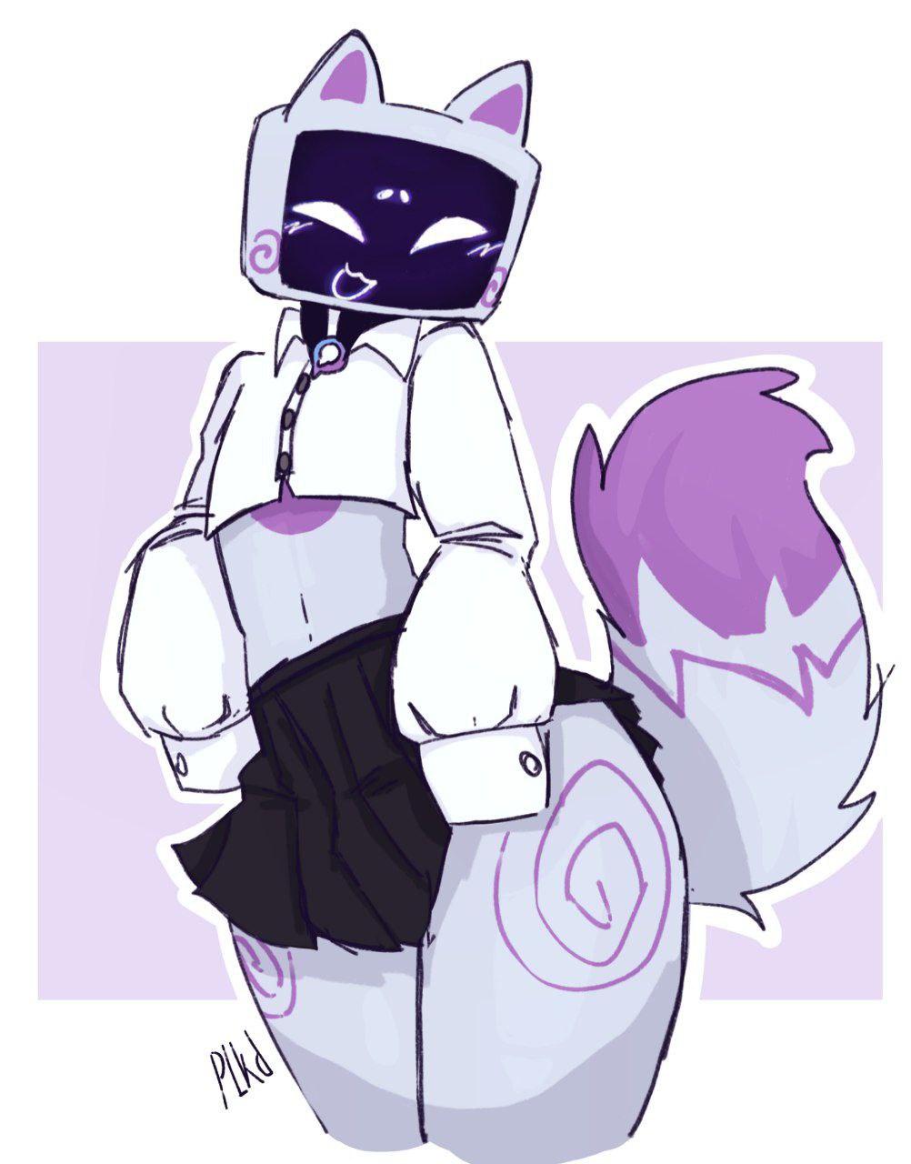 Rule 34 – cat ears chatty (max) femboy furry school uniform skirt tail thick thighs tv tv head | 15004572