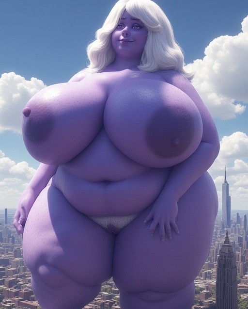 Rule 34 – ai generated amethyst (steven universe) bare shoulders barefoot bbw belly belly button evil evil smile feet gem (species) giantess hairy armpits hairy pussy high angle view humongous breasts hyperrealistic lavender skin nipples perchance ai pubic hair pubic stubble pussy toes towering villain white hair | 15007902