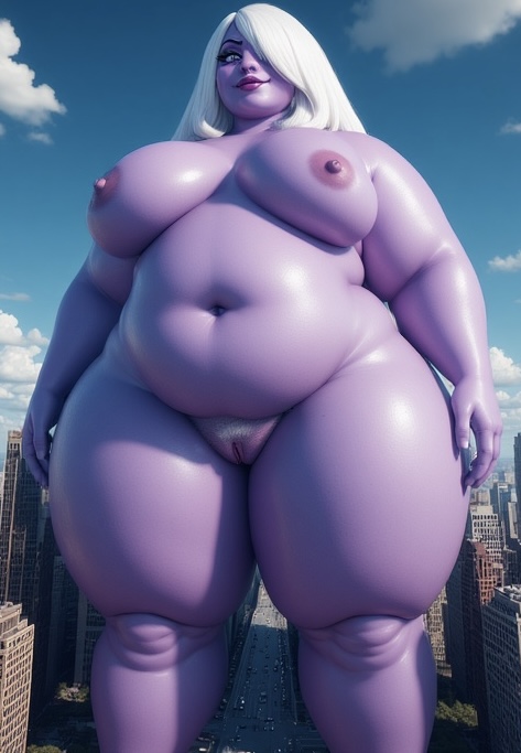 Rule 34 – ai generated amethyst (steven universe) bare shoulders barefoot bbw belly belly button evil evil smile feet gem (species) giantess hairy armpits hairy pussy high angle view humongous breasts hyperrealistic lavender skin nipples perchance ai pubic hair pubic stubble pussy toes towering villain white hair | 15007897