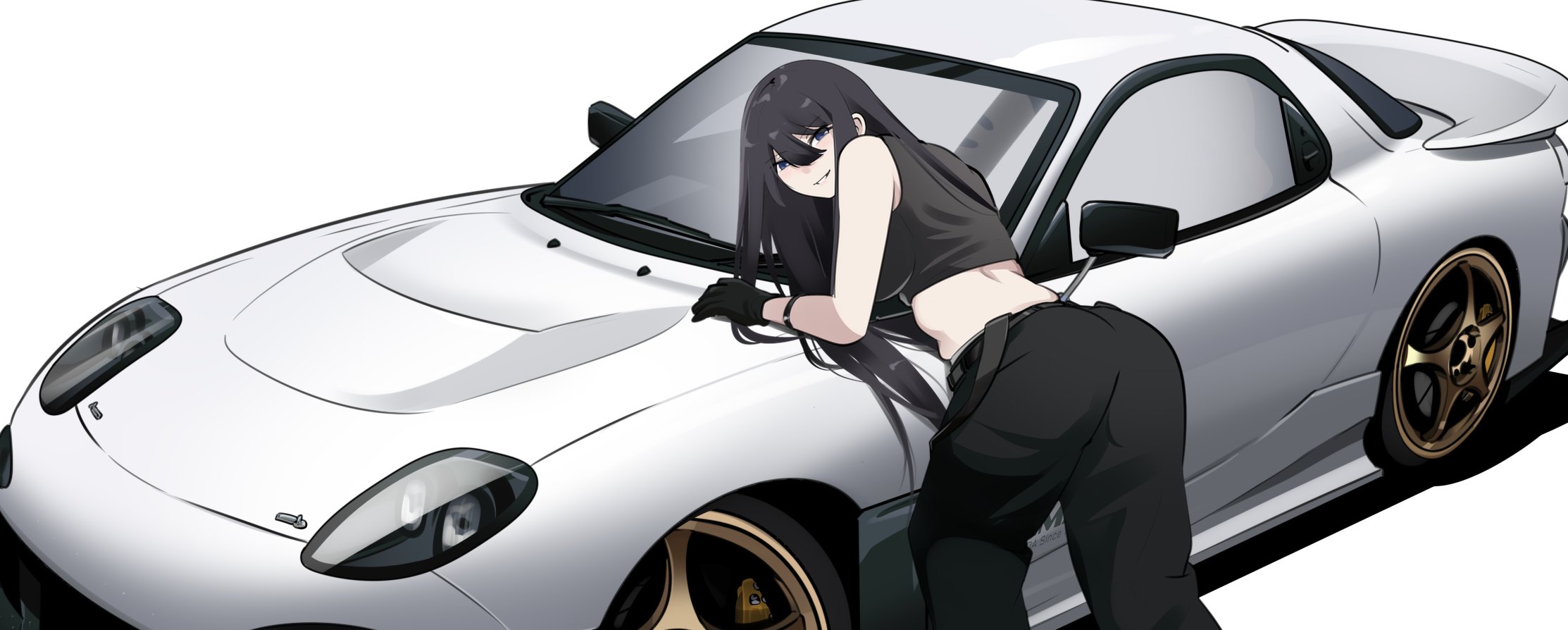 Rule 34 – 1girls ass bent over big breasts black hair breasts busty car female female only gloves highres holeecrab large breasts legs long hair looking at viewer looking back midriff morisaki sayaka motor vehicle original original character pants parted lips pose posing seductive seductive look seductive smile sensual sexy sexy pose sideboob smile solo teeth thighhighs thong very long hair voluptuous whale tail | 15009163