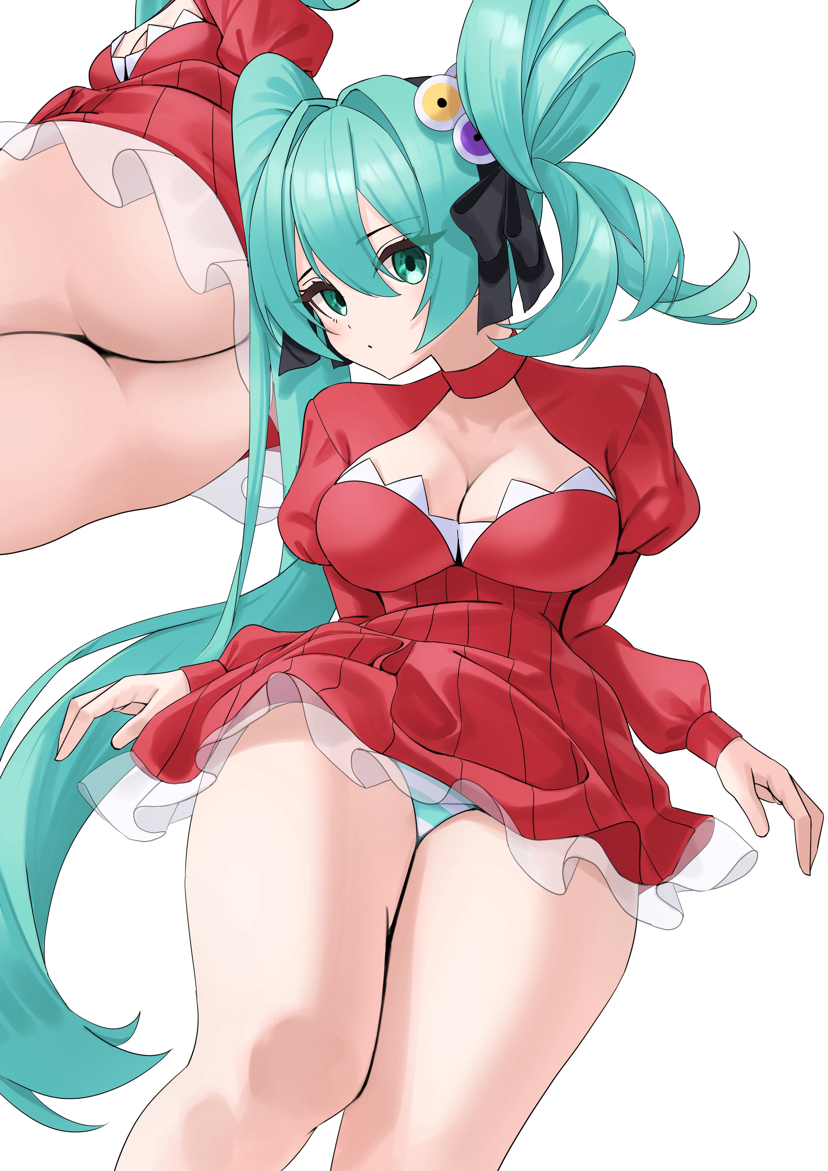 Rule 34 – alternate hairstyle aqua panties ass focus beccyonaika cleavage curvy dot mouth expressionless hatsune miku huge ass huge breasts large breasts multiple views red dress striped panties thick thighs vocaloid voluptuous wide hips | 15013147