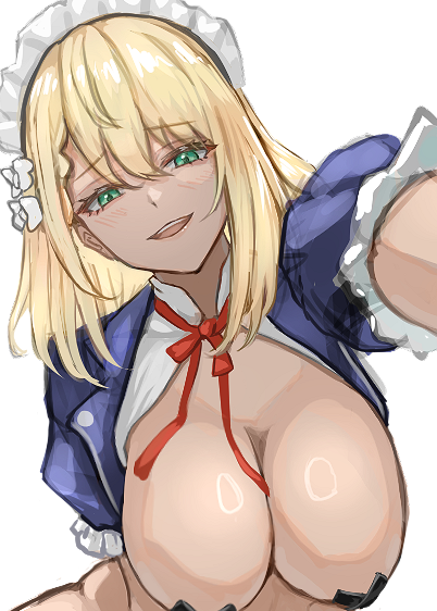 Rule 34 – 1girls big breasts blonde hair blush bottomless breasts breasts out centaureissi (girls’ frontline 2) close-up clothing covered nipples feet out of frame female female only g36 (girls’ frontline) girls’ frontline girls’ frontline 2: exilium green eyes hanging breasts large breasts long hair looking at viewer maid maid headdress maid uniform moppo neck ribbon open clothes open shirt pasties selfie smile upper body | 16860252