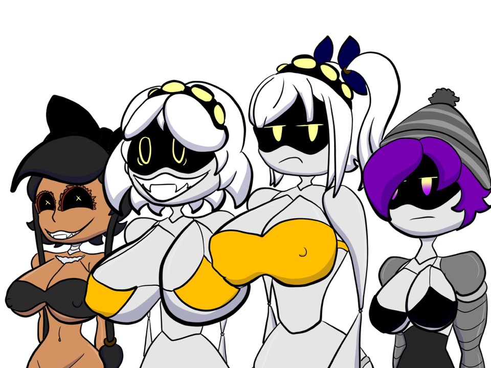 Rule 34 – 4girls beanie black bow black bra black sclera boobs boobs bigger than boobs bigger than head bow bow on head bra bra only breast comparison breasts comparing breasts crazy smile cyn (murder drones) cyntessa (murder drones) disassembly drone eye visor fangs female female focus female only girl girls only glitch productions gradient eyes hair bow hairbow j (murder drones) murder drones nightmare waifu pigtails purple eyes purple eyes female purple hair purple hair female robot robot girl robot humanoid screen face sharkwar skinsuit smile smiling twintails twintails (hairstyle) uzi (murder drones) v (murder drones) visor visor eyes white hair white hair female worker drone x-shaped pupils yellow bra yellow eyes yellow eyes female | 17409893 /