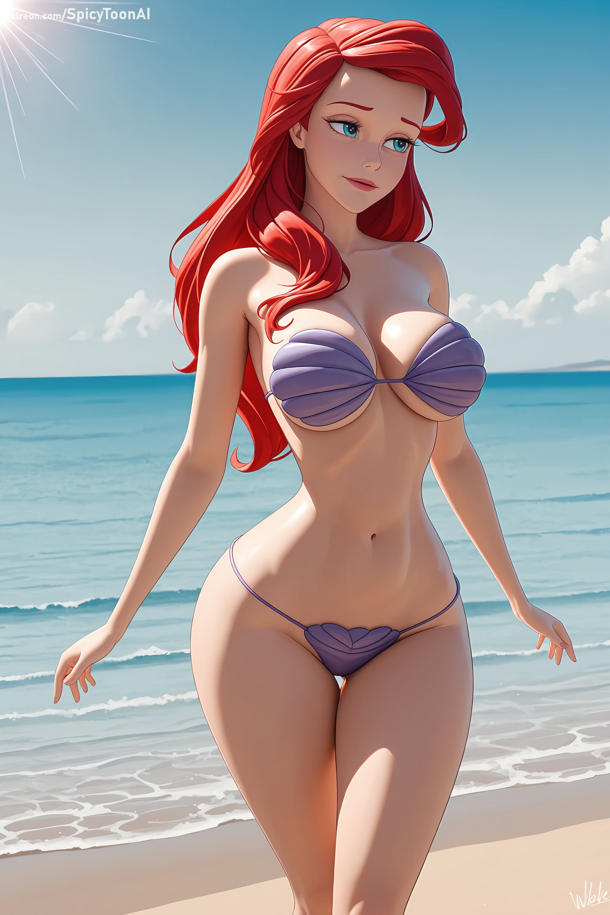 Rule 34 – 1girl ai generated ariel (the little mermaid) artist name bare shoulders beach big breasts bikini blue eyes blue sky breasts cleavage day disney disney princess hi res high quality high resolution horizon human large breasts long hair looking at viewer navel ocean outdoors patreon purple bikini red hair seductive sexy signature sky smile solo spicytoonai standing strapless strapless bikini swimsuit the little mermaid (1989 film) thigh gap uncensored water watermark | 17481479 /