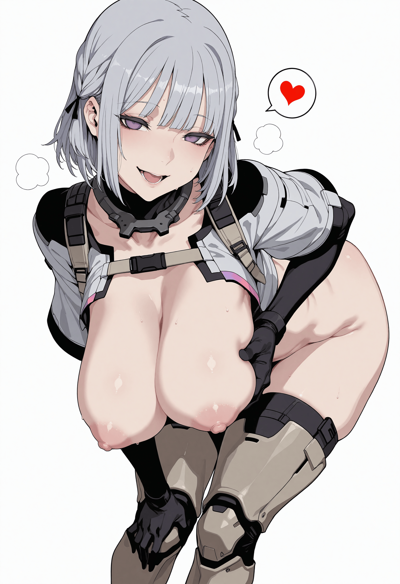 Rule 34 – 1girls ai generated bending forward bending over bent over big breasts blush bottomless breasts breasts out clothing don opuntior empty eyes feet out of frame female female only girls’ frontline gloves grey hair hanging breasts heavy breathing large breasts looking at viewer nipples open mouth purple eyes rpk-16 (girls’ frontline) shirt short hair spoken heart sweat sweatdrop thighhighs | 17495899