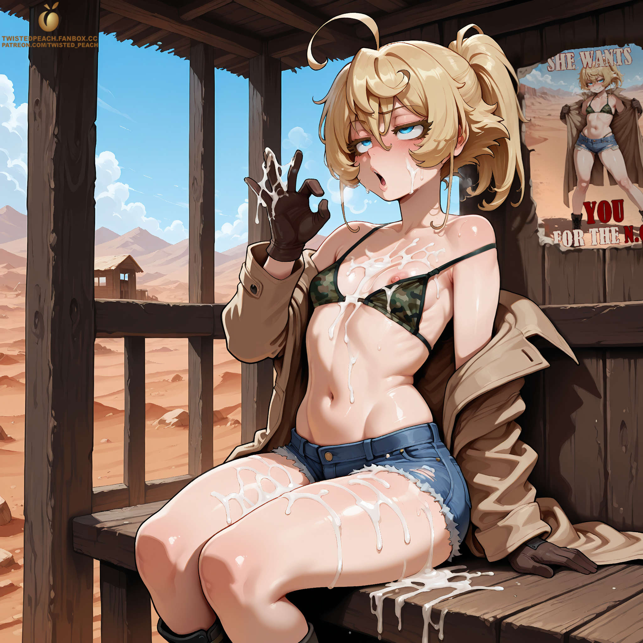 Rule 34 – ai generated tagme twistedpeach youjo senki tanya degurechaff fallout ncr ranger (fallout) trenchcoat bikini top bikini top jean shorts denim shorts daisy dukes ripped shorts cum cum on breasts cum on face inviting to sex fellatio gesture open mouth tongue out drooling cum on fingers cum on hand cum on thighs nipple slip off shoulder tired after fellatio after blowjob after bukkake poster recruitment poster posing posing public public nudity public use smaller female small breasts flat chest camouflage camouflage bikini camo print gloves boots blue hair blonde female ponytail crossover | 17494205 /