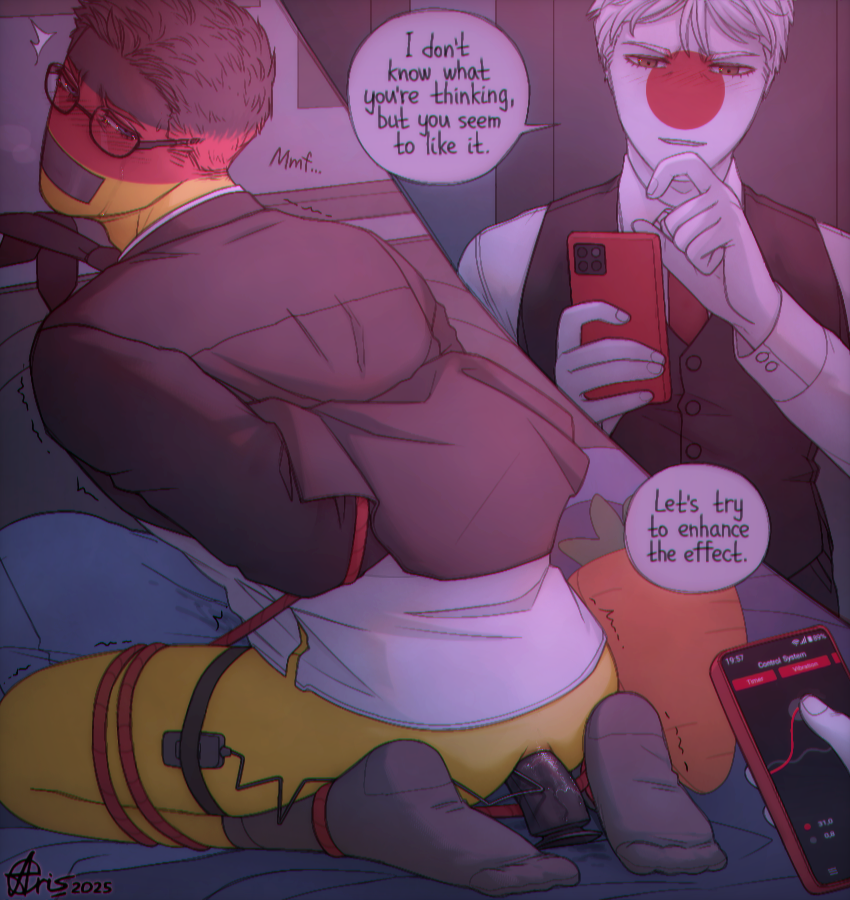 Rule 34 – arismeaster arms tied behind back bondage countryhumans gay germany (countryhumans) glasses japan (countryhumans) male no pants phone rope bondage sex toy socks suit taped mouth vest vibrator vibrator in ass | 13223565 /