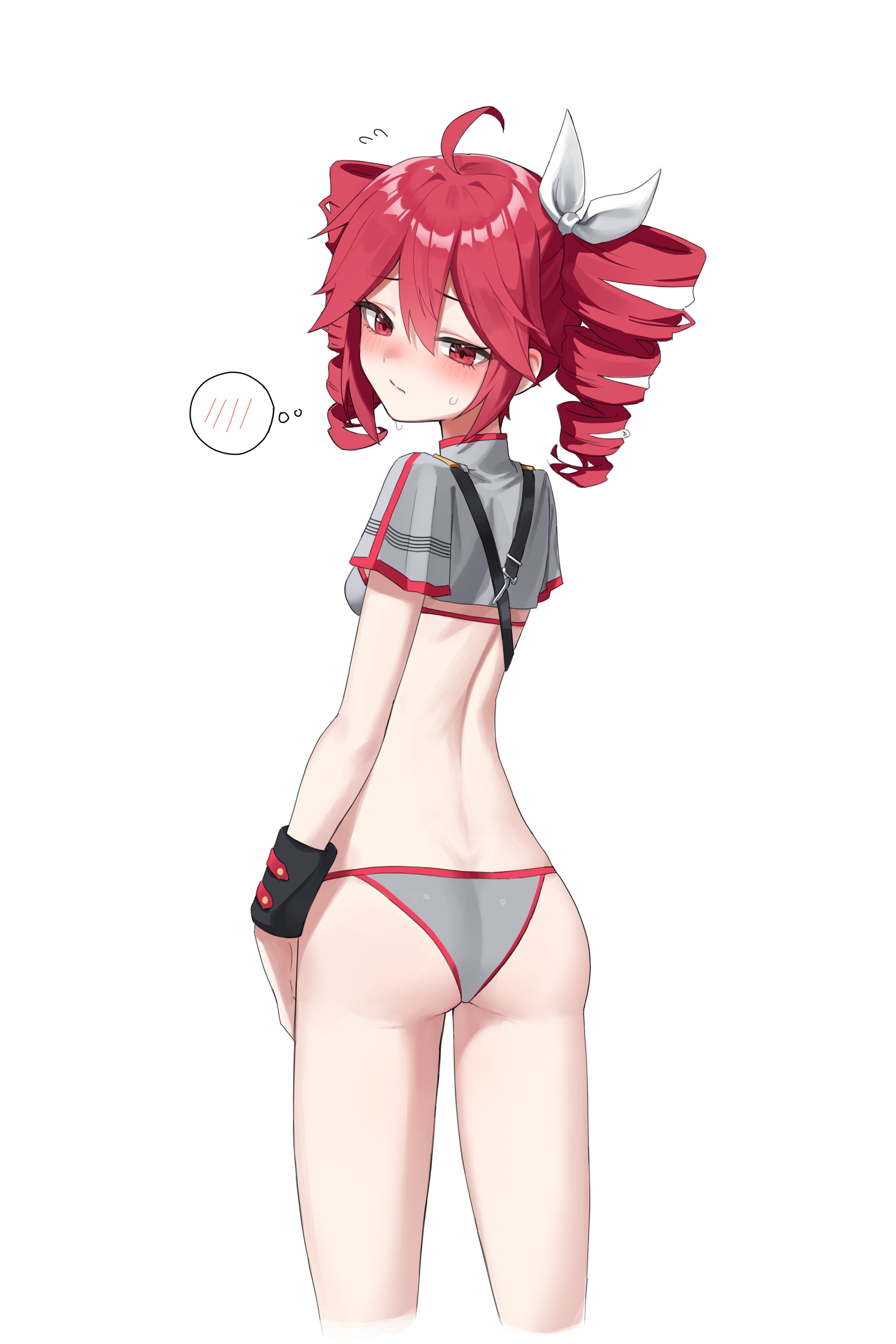 Rule 34 – 1girls 2d 2d (artwork) ahoge ass back back view blush blush lines bra breasts crop top cropped jacket detached cuffs embarrassed embarrassed female female female only hair ornament hairbow hu2924 kasane teto kasane teto (sv) looking at viewer looking back panties petite petite body petite female red eyes red hair simple background skinny skinny female slim waist small breasts solo solo female sweat sweating synthesizer v thighs twin drills underwear utau white background | 15367444 /
