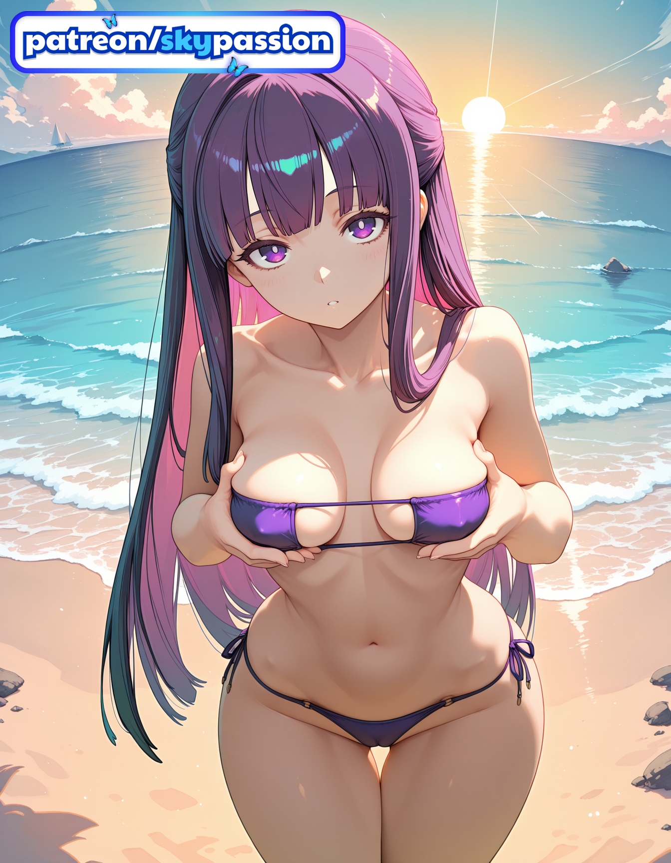 Rule 34 – 1girls 2026 ai assisted ai generated anime beach bikini boat boobs breasts bust cloud fern (sousou no frieren) fisheye footprints frieren beyond journey’s end grabbing own breast hi res high quality high resolution highres navel outdoors patreon patreon username purple bikini sand shore side-tie bikini side-tie panties sky skypassion sousou no frieren stable diffusion starfish swimsuit tits water watermark waves | 18404912 /