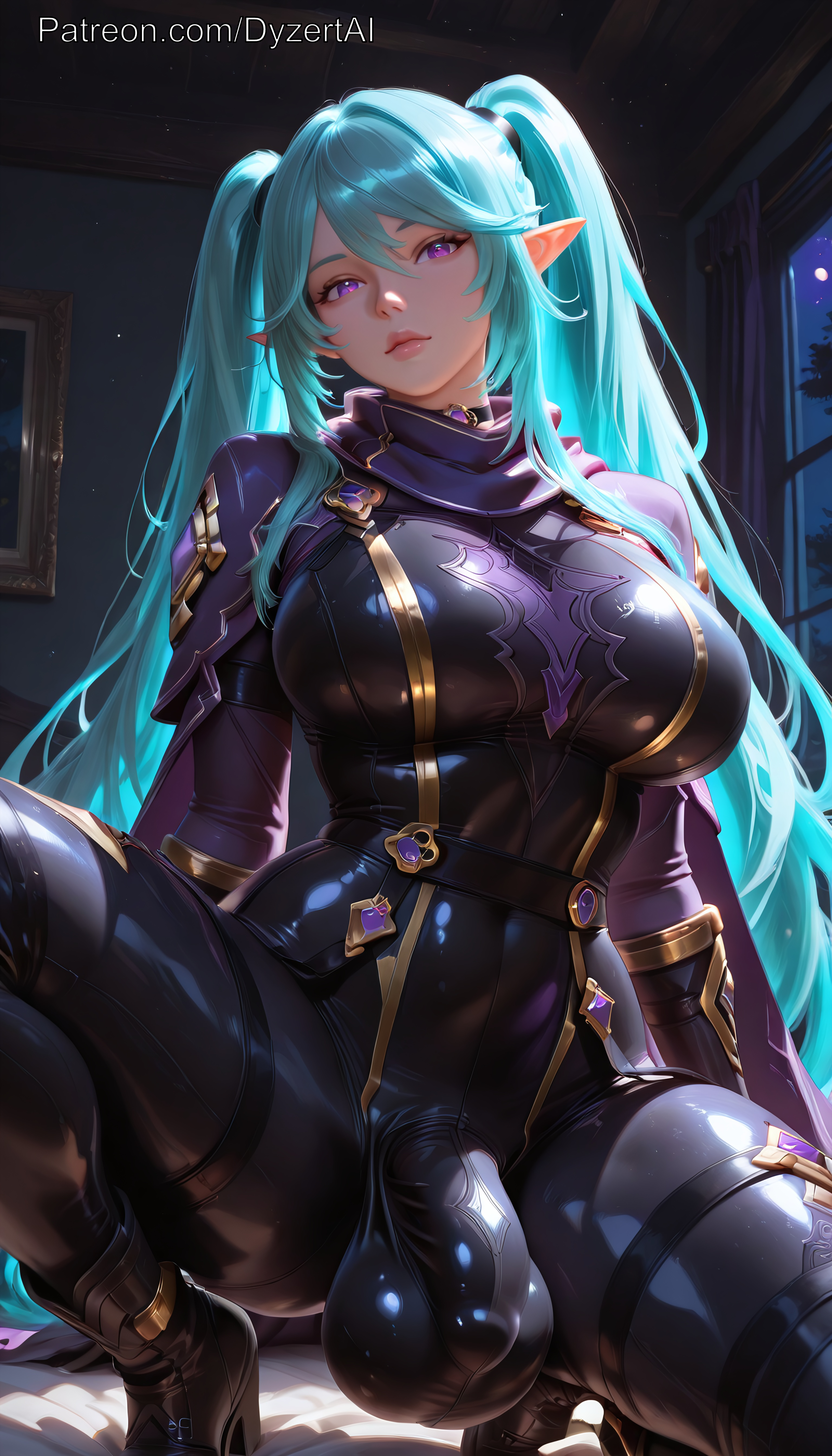 Rule 34 – 1futa 2026 ai generated balls blue hair breasts bulge bulge through clothing cock dyzertai elf ears elf futa epsilon (the eminence in shadow) futanari huge balls huge testicles indoors long hair looking at viewer medium breasts night penis purple eyes self upload testicles the eminence in shadow tight clothes twintails | 18376434 /