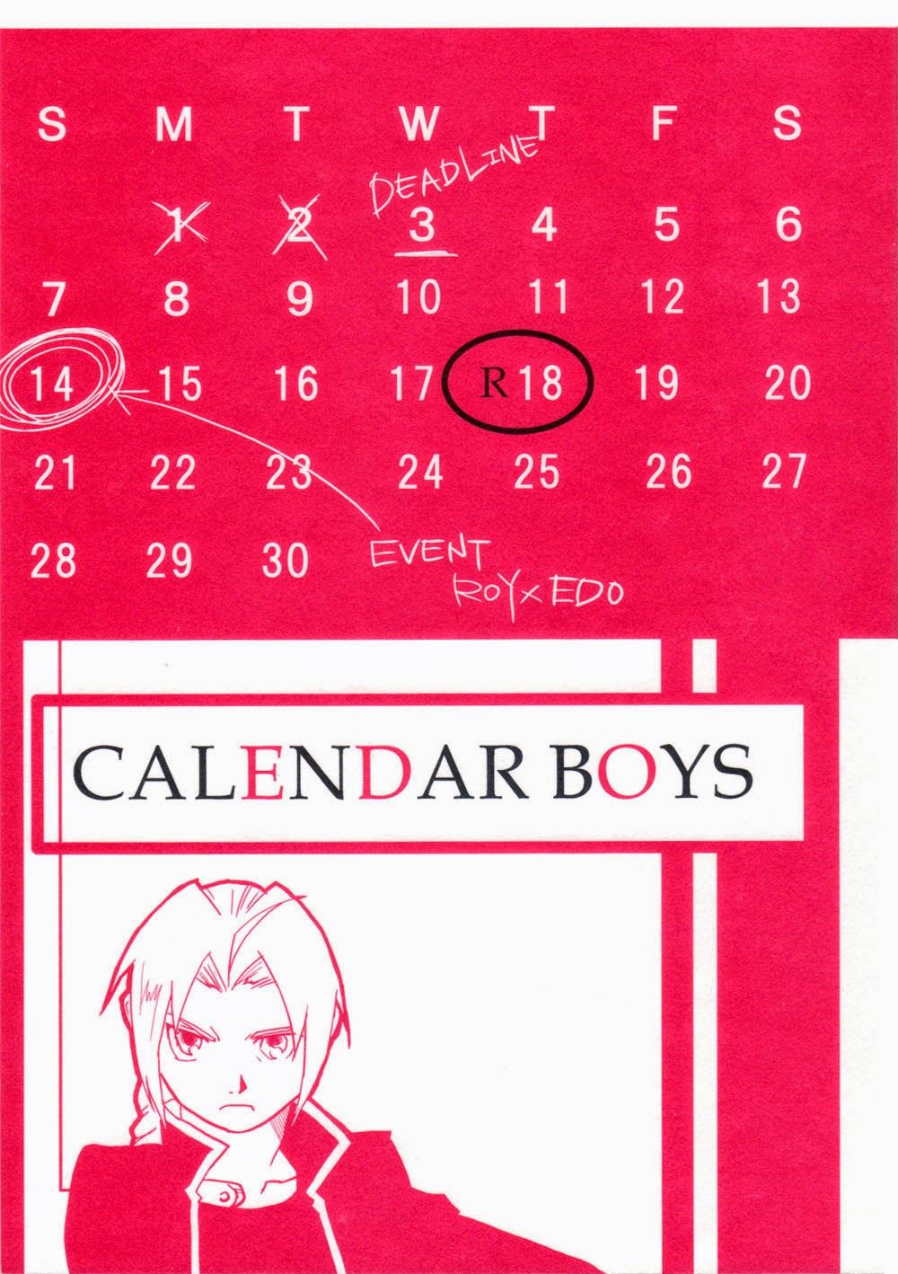 Cucumis Calendar Boys Fullmetal Alchemist English Dassou Keikaku 00