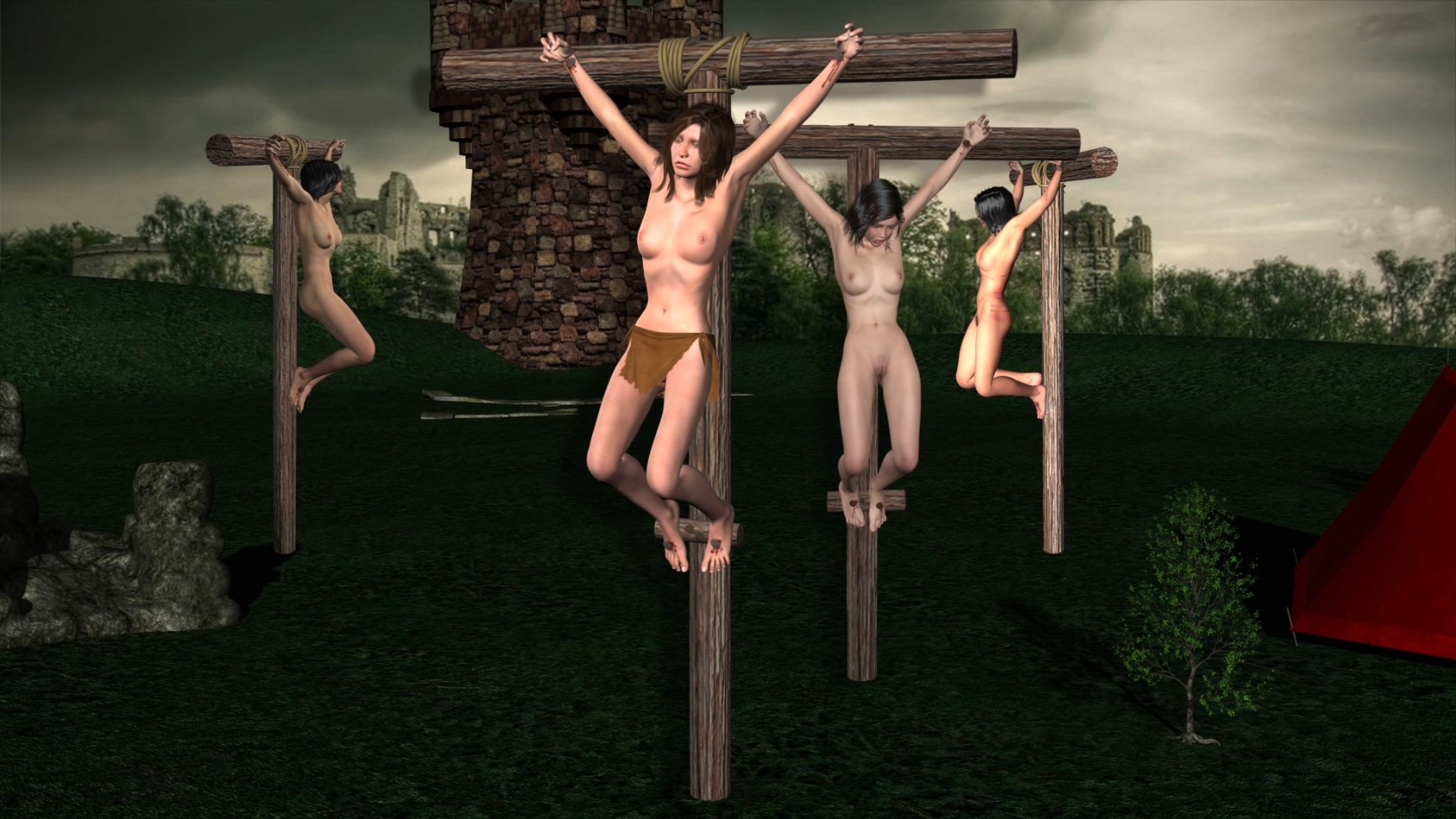 BDSM Crucified Women Roman Art