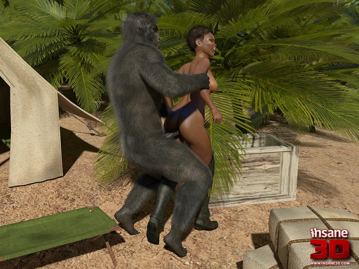 Nasty gorilla is ready to fuck a marvelous ebony lady