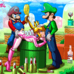 7268882 princesspeacandfr 1830180 Luigi Mario Piranha Plant Princess Peach Super Mario Bros Tekuho animated