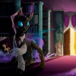 1112138 Changeling in library Commission by Ashley Arctic Fox