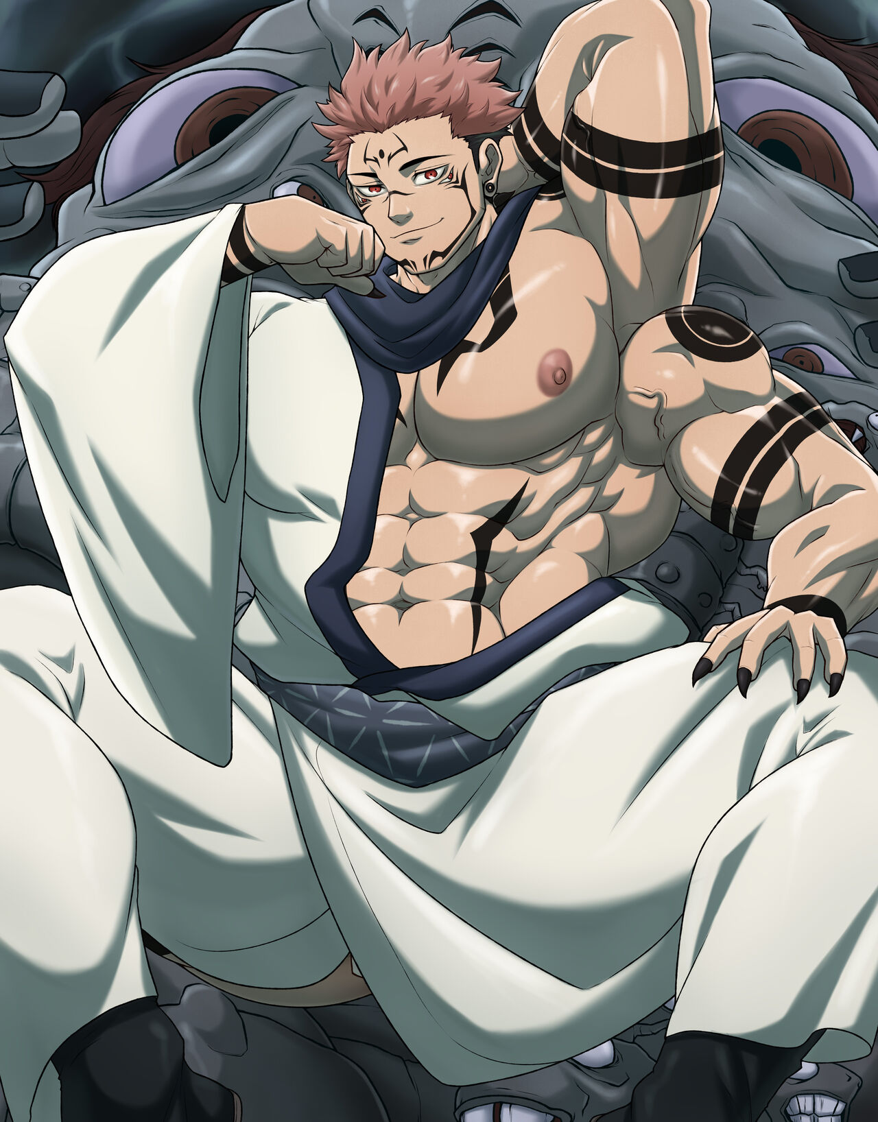 The King's imposing figure amidst the chaos